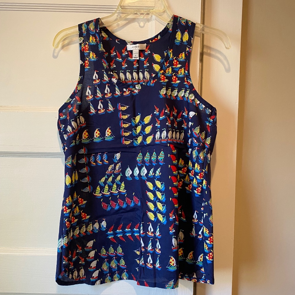 J. Crew Sleeveless Blouse Nautical Print